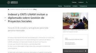 
                            3. Indesol y ENTS UNAM invitan a diplomado sobre Gestión de ...