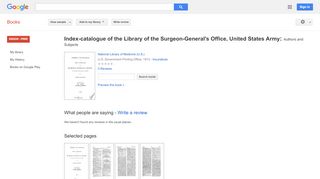 
                            12. Index-catalogue of the Library of the Surgeon-General's Office, ... - Google बुक के परिणाम