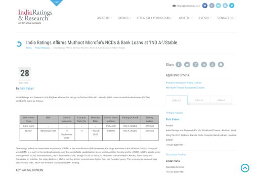 
                            11. India Ratings Affirms Muthoot Microfin's NCDs & Bank Loans at 'IND A-'