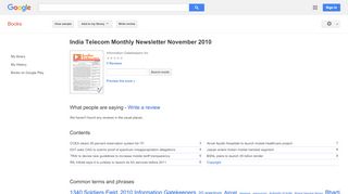 
                            8. India Telecom Monthly Newsletter November 2010
