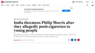 
                            8. India threatens Philip Morris after they allegedly push cigarettes to ...