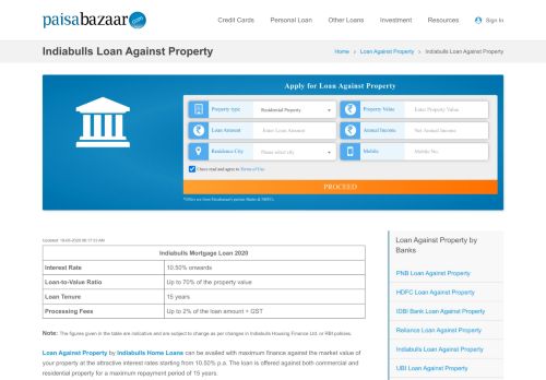 
                            6. Indiabulls Loan Against Property | Mortgage Loan - Paisabazaar.com