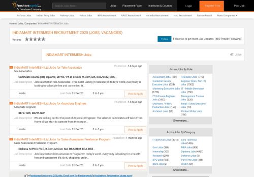 
                            11. IndiaMart Intermesh Recruitment 2019 (Jobs, Vacancies) Latest 60 ...