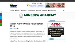 
                            10. Indian Army Online Registration 2016 - SSBCrack