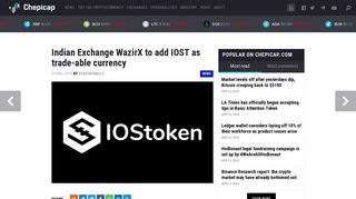 
                            10. Indian Exchange WazirX to add IOST as trade-able ...