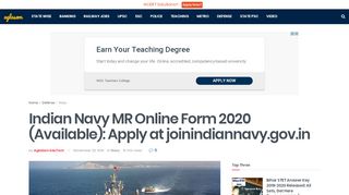 
                            4. Indian Navy Matric Recruit (MR) Application Form 2019 (Released ...