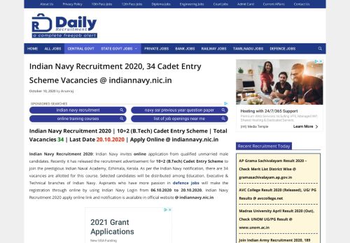 
                            12. Indian Navy Recruitment 2019, 554 Tradesman Mate ...