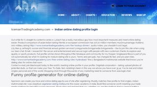 
                            7. Indian online dating profile login - Iceman Trading Academy
