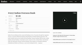 
                            12. Indian Overseas Bank on the Forbes World's Best Employers List
