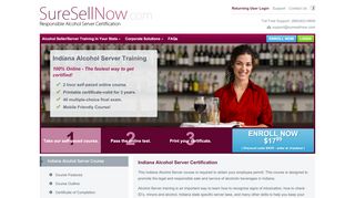 
                            7. Indiana Alcohol Server Training | $17.95 | SureSellNow.com
