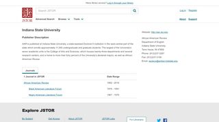 
                            13. Indiana State University on JSTOR