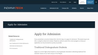 
                            8. Indiana Tech: Apply for Admission