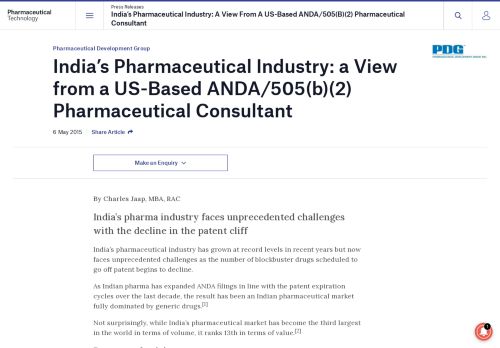 
                            13. India's Pharmaceutical Industry: a View from a US-Based ANDA/505(b ...