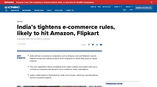 
                            9. India's tightens e-commerce rules, likely to hit Amazon, Flipkart