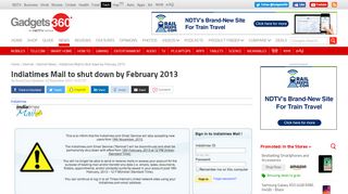 
                            10. Indiatimes Mail to shut down by February 2013 | Technology News