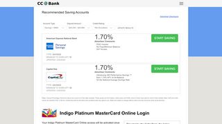 
                            13. Indigo Platinum MasterCard Online Login - CC Bank