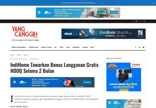 
                            7. IndiHome Tawarkan Bonus Langganan Gratis HOOQ Selama 2 Bulan