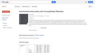 Individualized Intervention with Young Multiple Offenders
