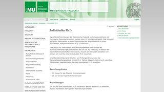 
                            8. Individueller Ph.D. - Medizinische Fakultät - LMU München