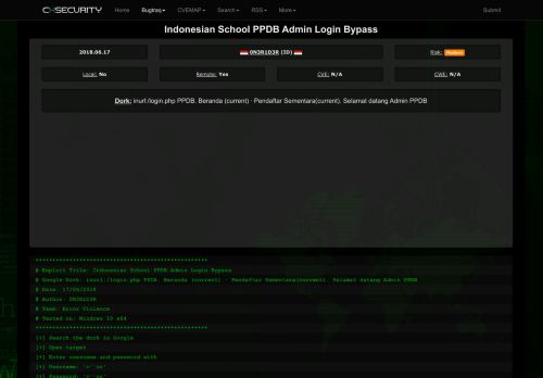 
                            5. Indonesian School PPDB Admin Login Bypass - CXSecurity.com
