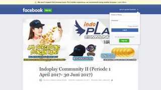 
                            6. Indoplay Community II (Periode 1 April 2017- 30 Juni 2017) | Facebook