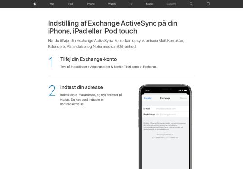 
                            9. Indstilling af Exchange ActiveSync på din iPhone, iPad eller iPod ...