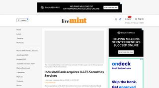 
                            9. IndusInd Bank acquires IL&FS Securities Services - Livemint