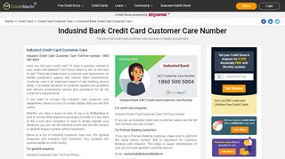 
                            8. Indusind Bank Credit Card Customer Care Number: 24x7 - CreditMantri