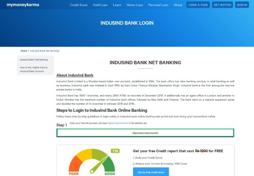 
                            7. IndusInd Bank login and net banking details - Mymoneykarma.com