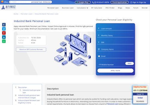 
                            9. Indusind Bank Personal Loan @10.75%* Status Apply Online 2019 ...
