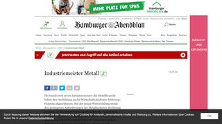 
                            12. Industriemeister Metall - 2000 - Hamburger Abendblatt