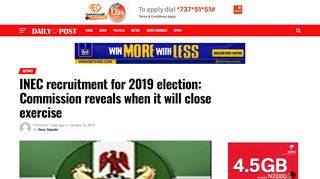 
                            9. INEC recruitment for 2019 election: Commission reveals when it will ...