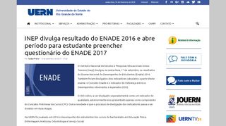 
                            7. INEP divulga resultado do ENADE 2016 e abre período para ... - UERN