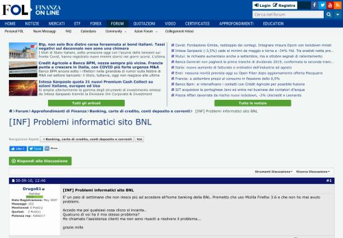 
                            11. [INF] Problemi informatici sito BNL - FinanzaOnline