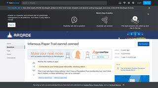 
                            11. Infamous Paper Trail cannot connect - Arqade