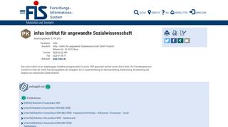 
                            9. infas Institut für angewandte Sozialwissenschaft - Forschungs ...