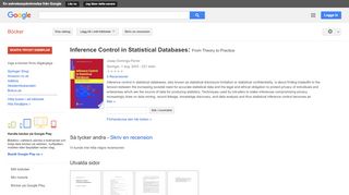 
                            8. Inference Control in Statistical Databases: From Theory to Practice