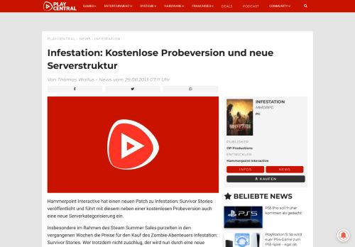 
                            5. Infestation - Kostenlose Probeversion und neue Serverstruktur