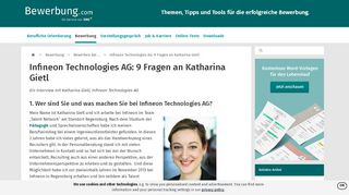 
                            7. Infineon Technologies AG: 9 Fragen an ... - Bewerbung.com Logo