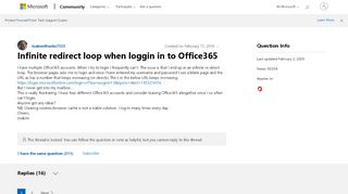 
                            3. Infinite redirect loop when loggin in to Office365 - Microsoft ...
