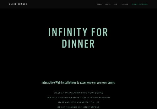 
                            13. Infinity for Dinner — Alice Chance