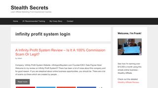 
                            3. infinity profit system login | | Stealth Secrets