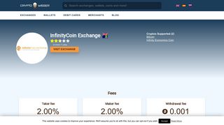 
                            10. InfinityCoin Exchange – Reviews, Fees & Cryptos (2019) | Cryptowisser
