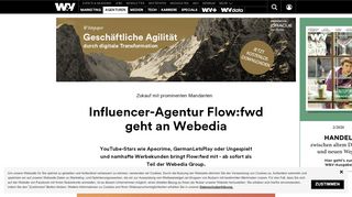 
                            6. Influencer-Agentur Flow:fwd geht an Webedia | W&V