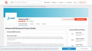 
                            8. InfluencerDB - Instagram Research and Analytics Reviews 2018 | G2 ...