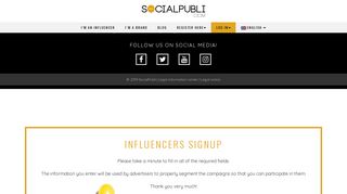
                            2. Influencers signup - SocialPubli.com