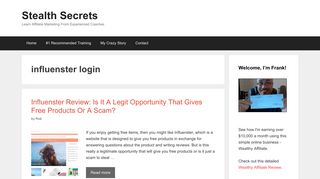 
                            4. influenster login | | Stealth Secrets