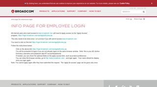 
                            6. Info page for employee login - Broadcom