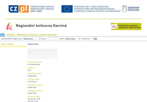 
                            12. Infobox - PODA a.s. - Regionální knihovna Karviná