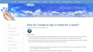 
                            8. Infocare :: How do I create a sign in sheet for a week?